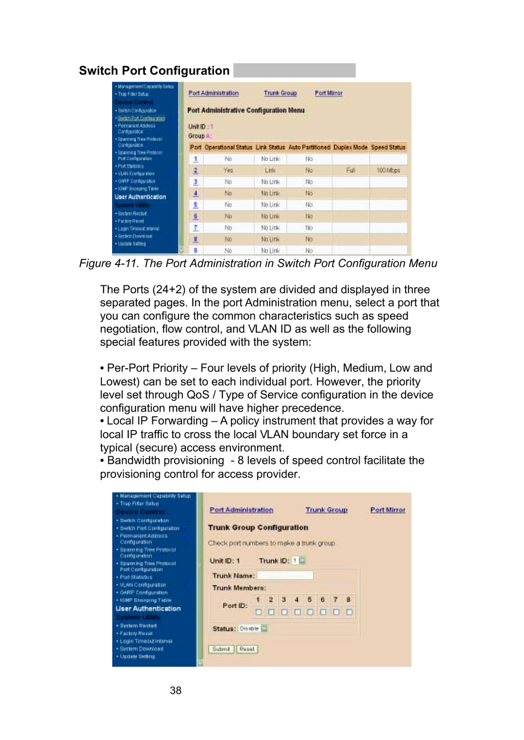 LevelOne GSW-2490TXM manual Switch Port Configuration 