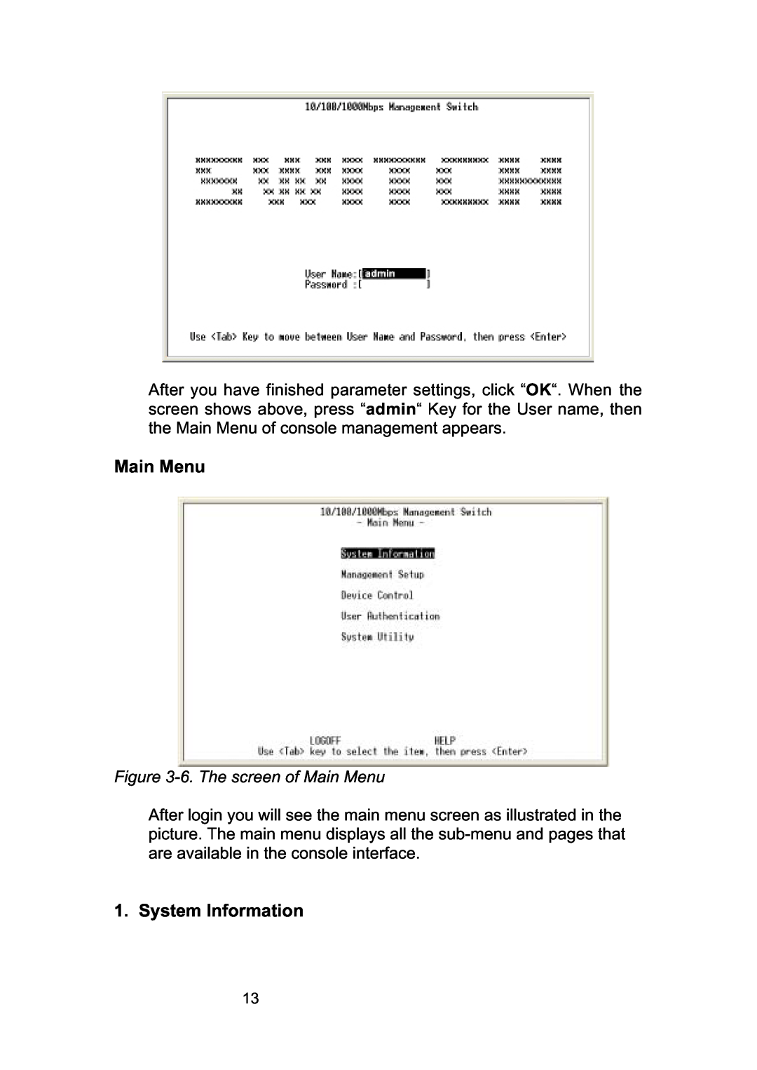 LevelOne GSW-2490TXM manual System Information, 6. The screen of Main Menu 