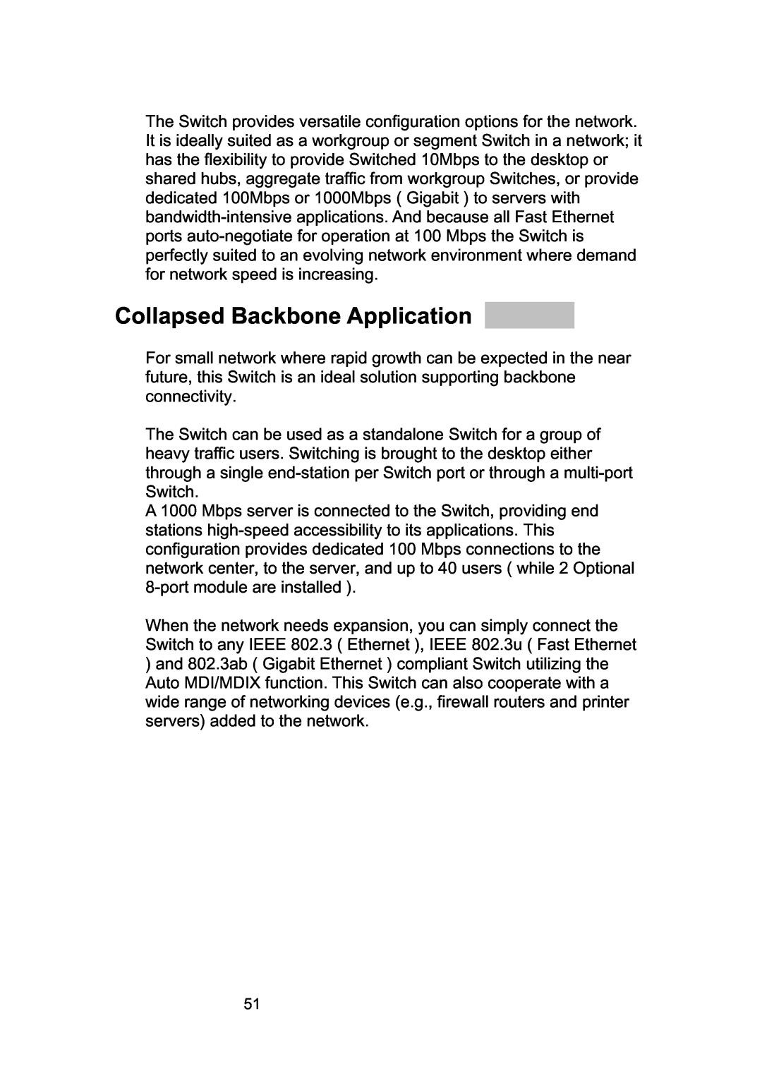 LevelOne GSW-2490TXM manual Collapsed Backbone Application 