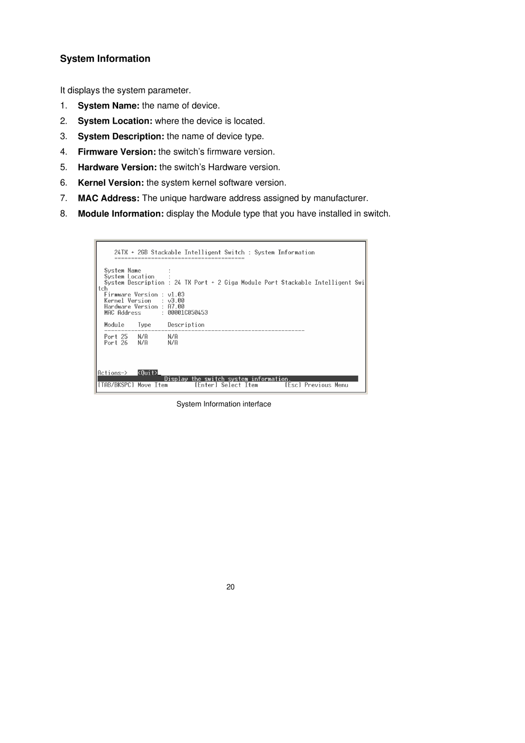 LevelOne GSW-2491TXM user manual System Information 