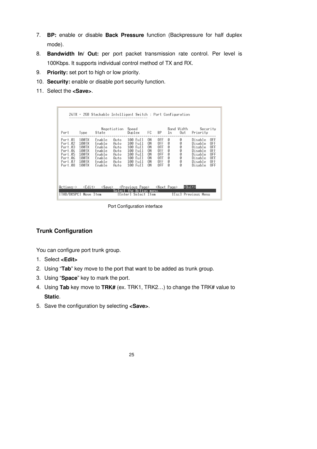 LevelOne GSW-2491TXM user manual Trunk Configuration 