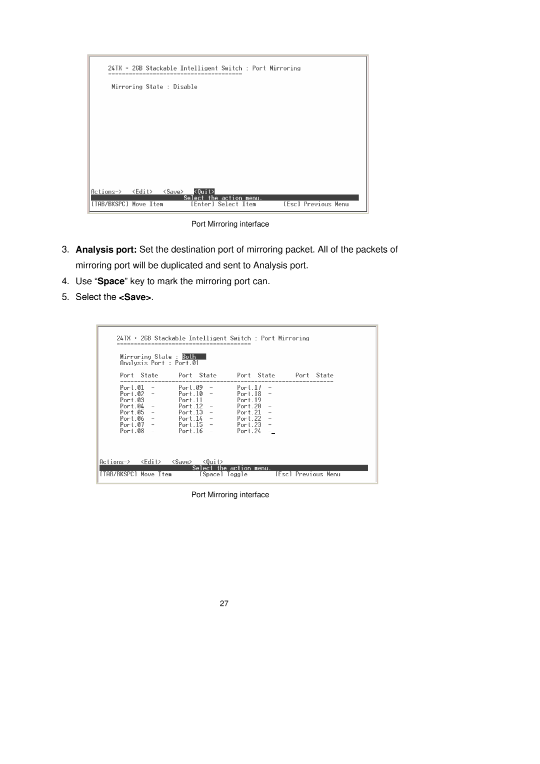 LevelOne GSW-2491TXM user manual Port Mirroring interface 