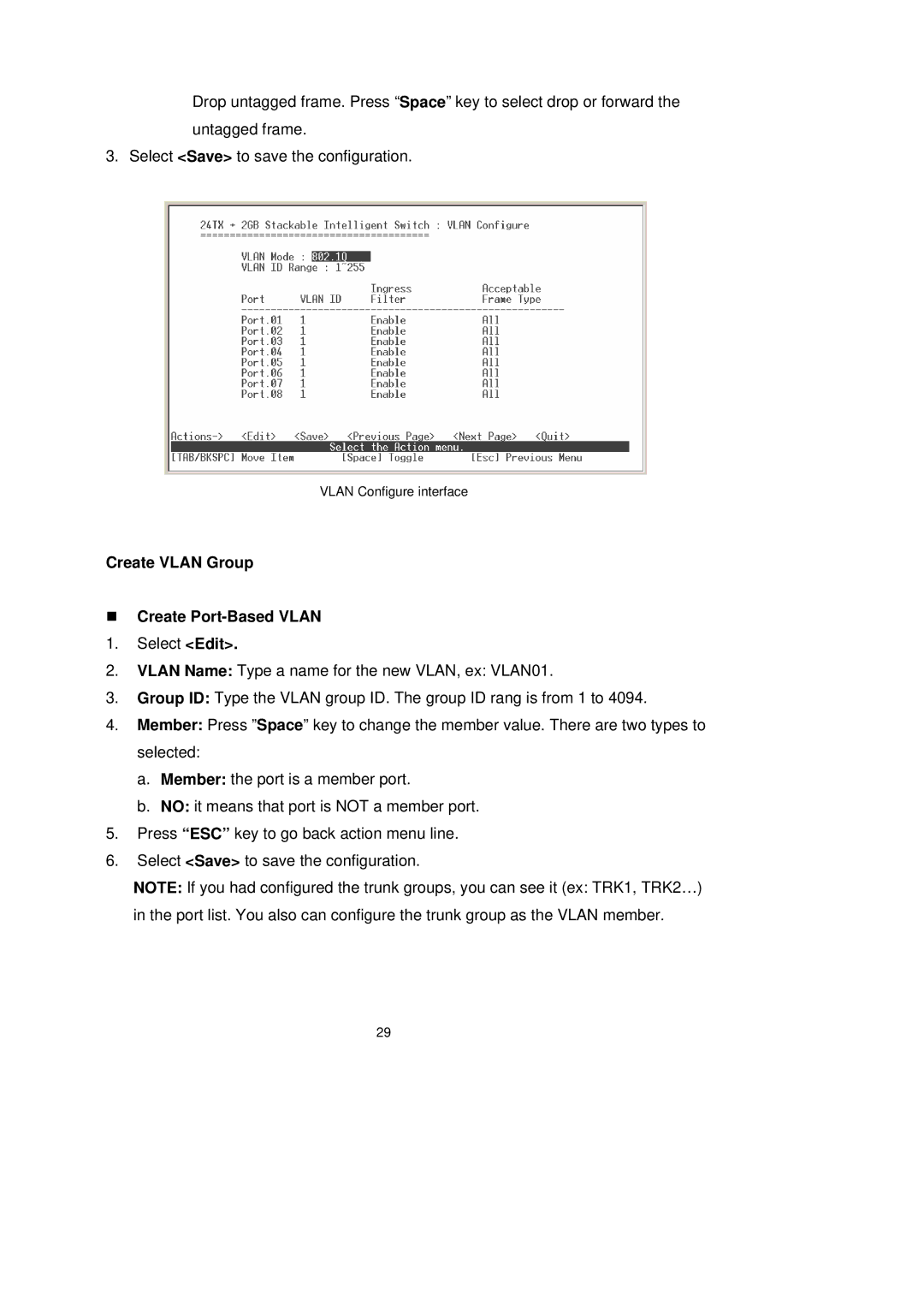 LevelOne GSW-2491TXM user manual Create Vlan Group „ Create Port-Based Vlan 