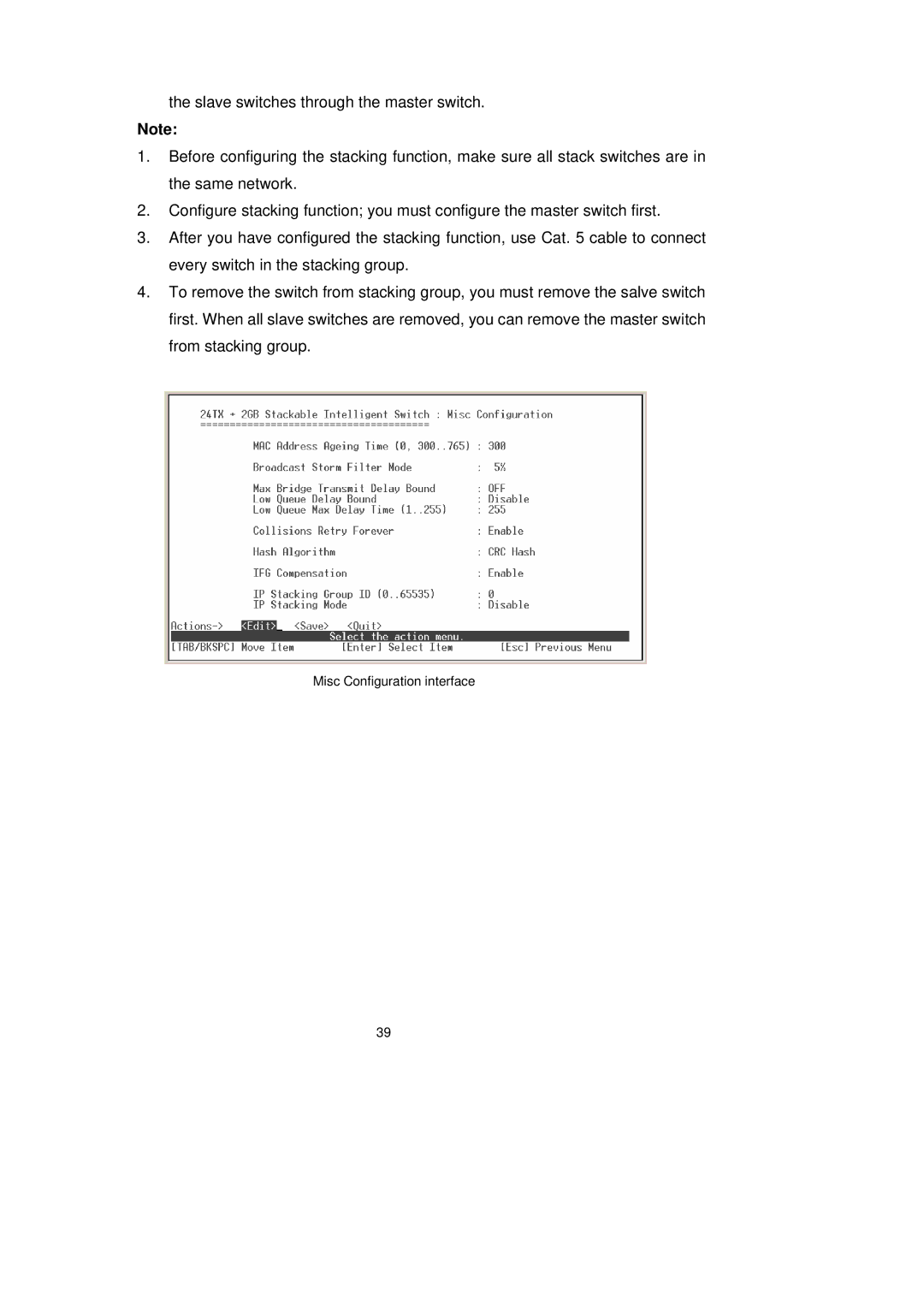 LevelOne GSW-2491TXM user manual Misc Configuration interface 