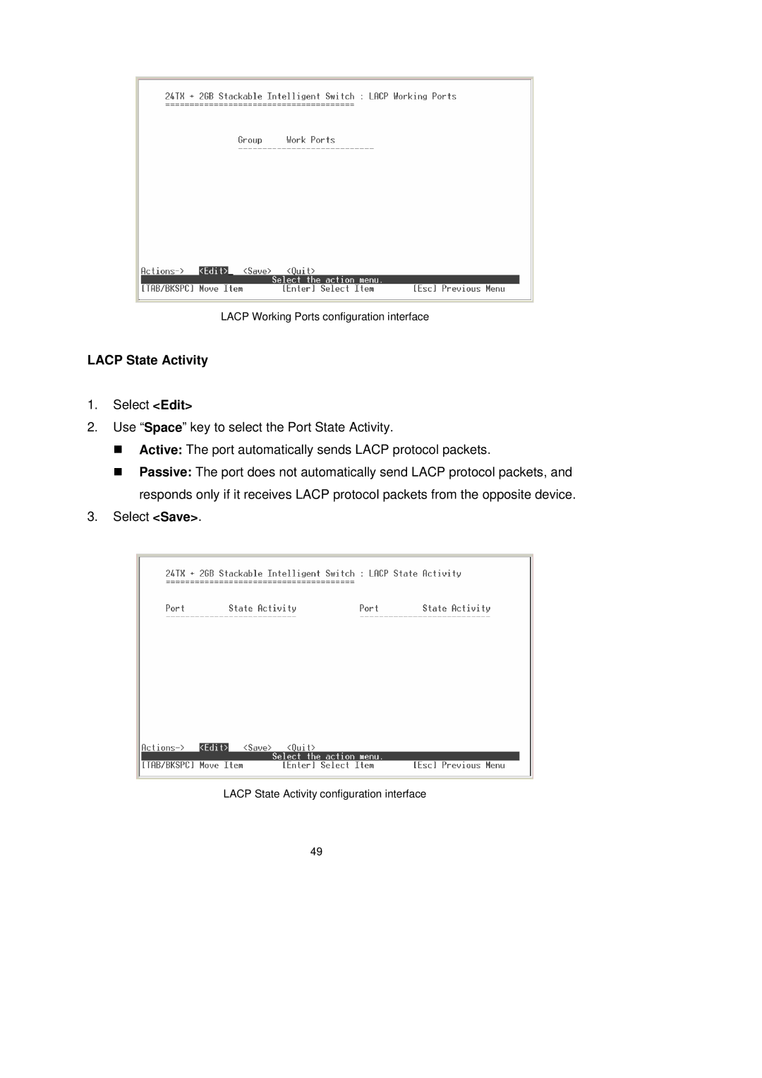 LevelOne GSW-2491TXM user manual Lacp State Activity 