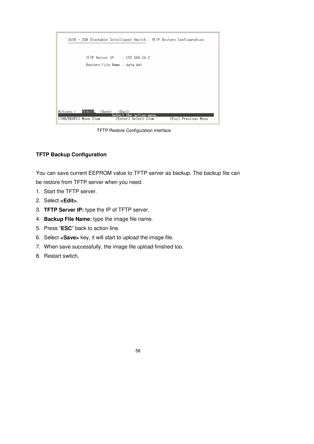 LevelOne GSW-2491TXM user manual Tftp Backup Configuration 