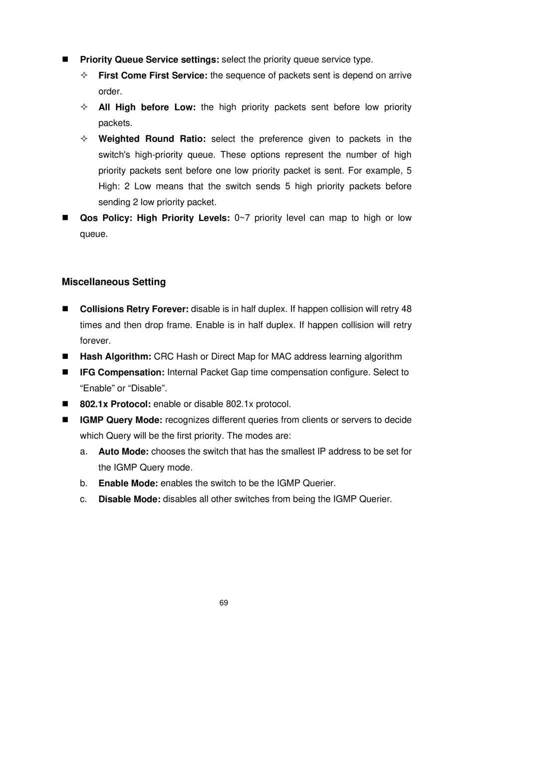 LevelOne GSW-2491TXM user manual Miscellaneous Setting 