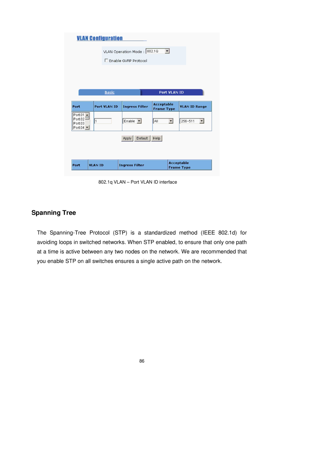 LevelOne GSW-2491TXM user manual Spanning Tree 