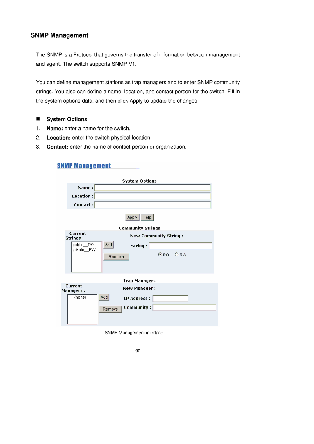 LevelOne GSW-2491TXM user manual Snmp Management, „ System Options 