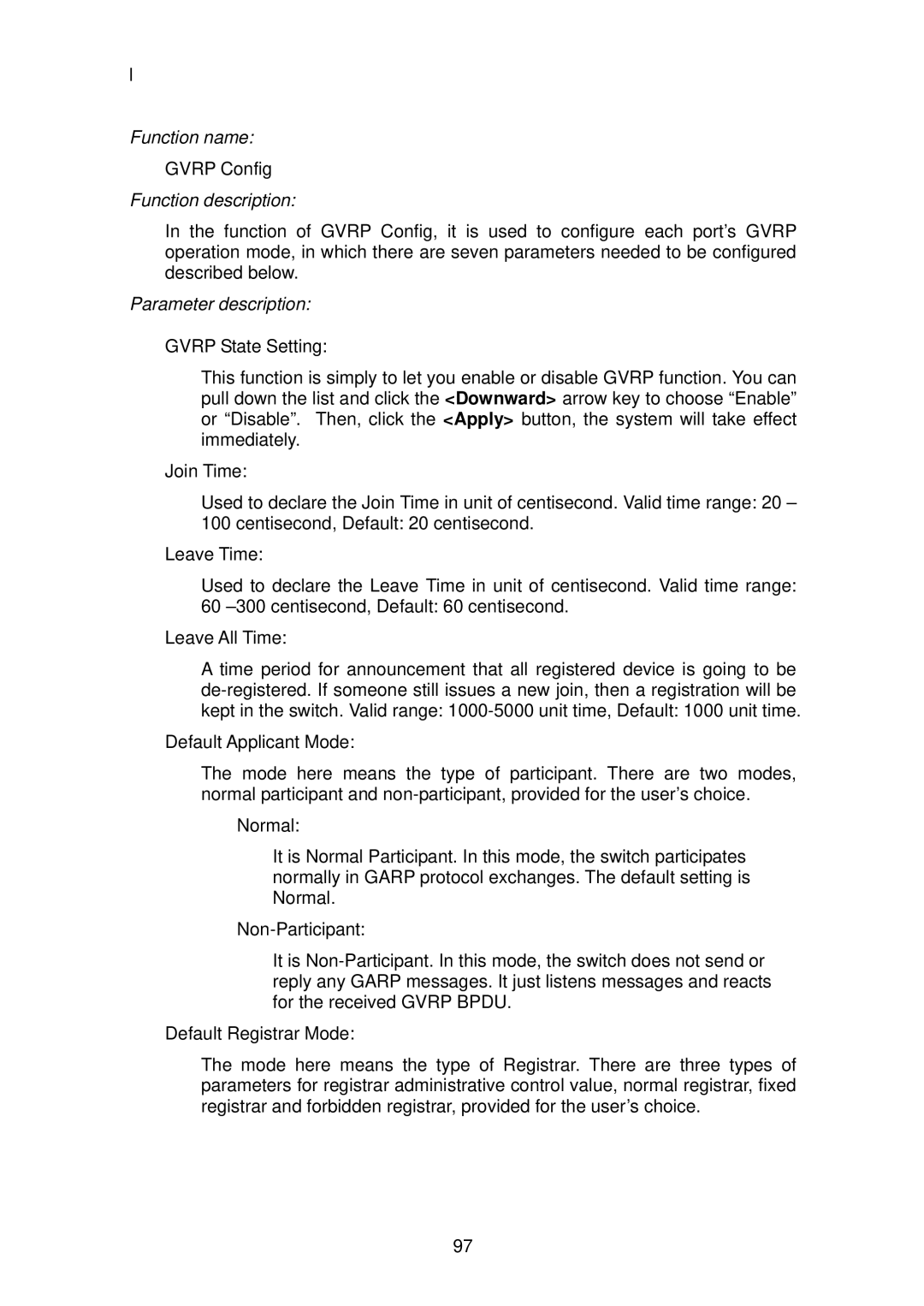 LevelOne GSW-2496 user manual Gvrp Config 