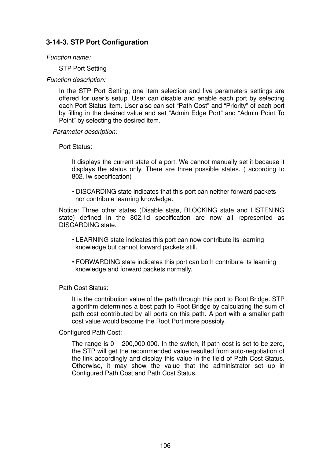 LevelOne GSW-2496 user manual STP Port Configuration 