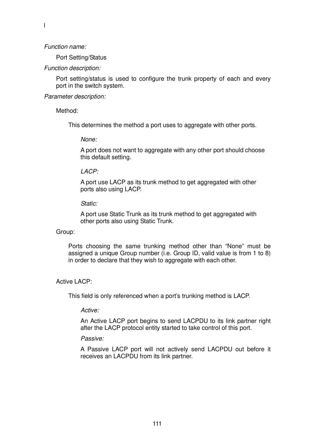 LevelOne GSW-2496 user manual Lacp 