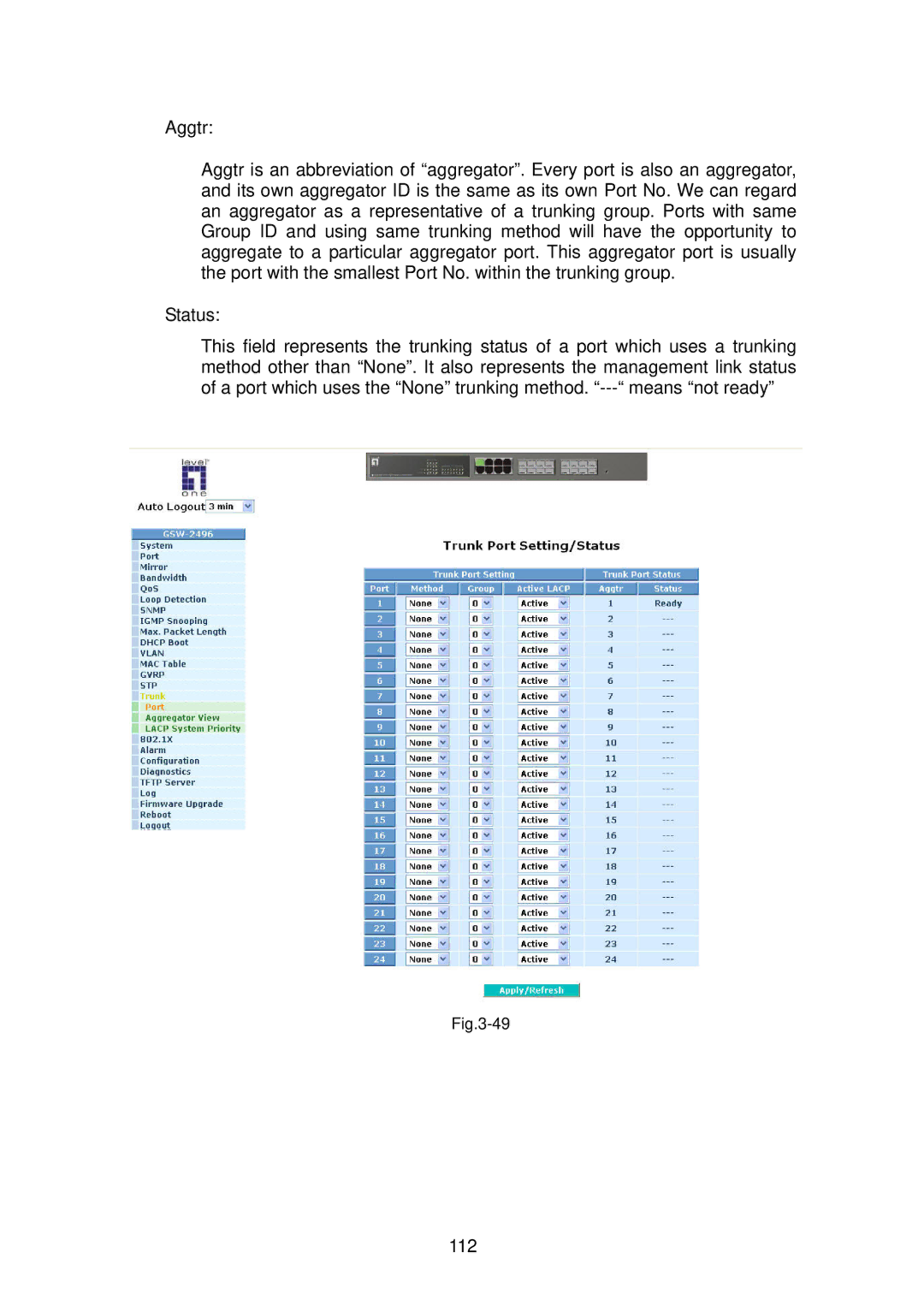 LevelOne GSW-2496 user manual 