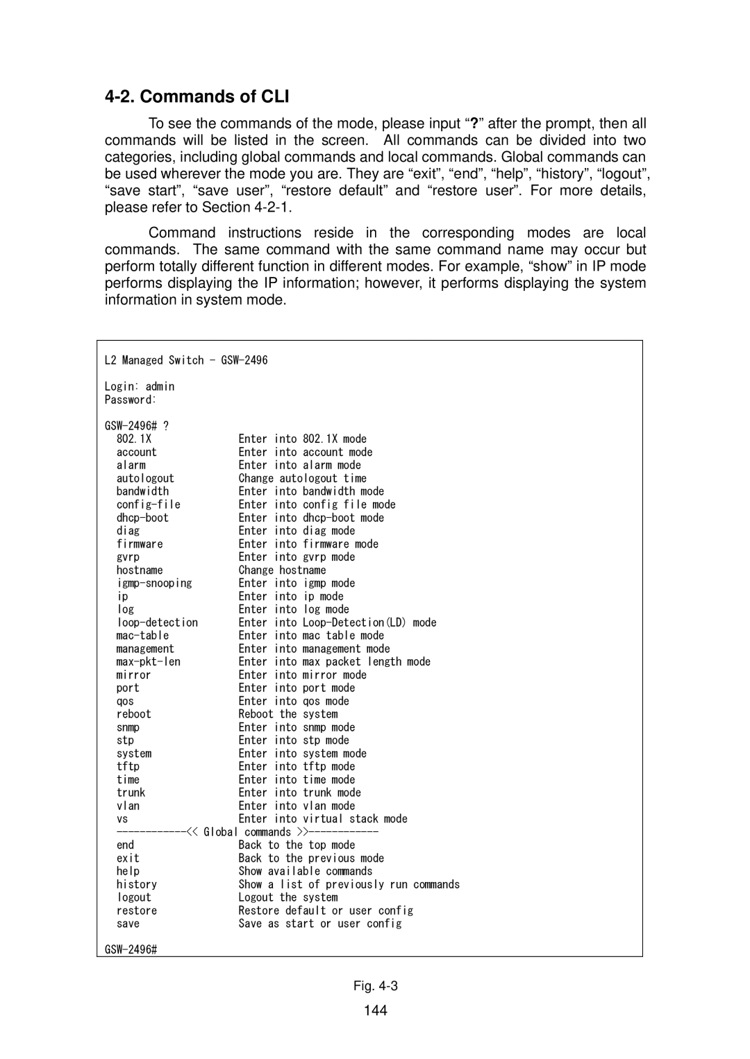 LevelOne GSW-2496 user manual Commands of CLI 