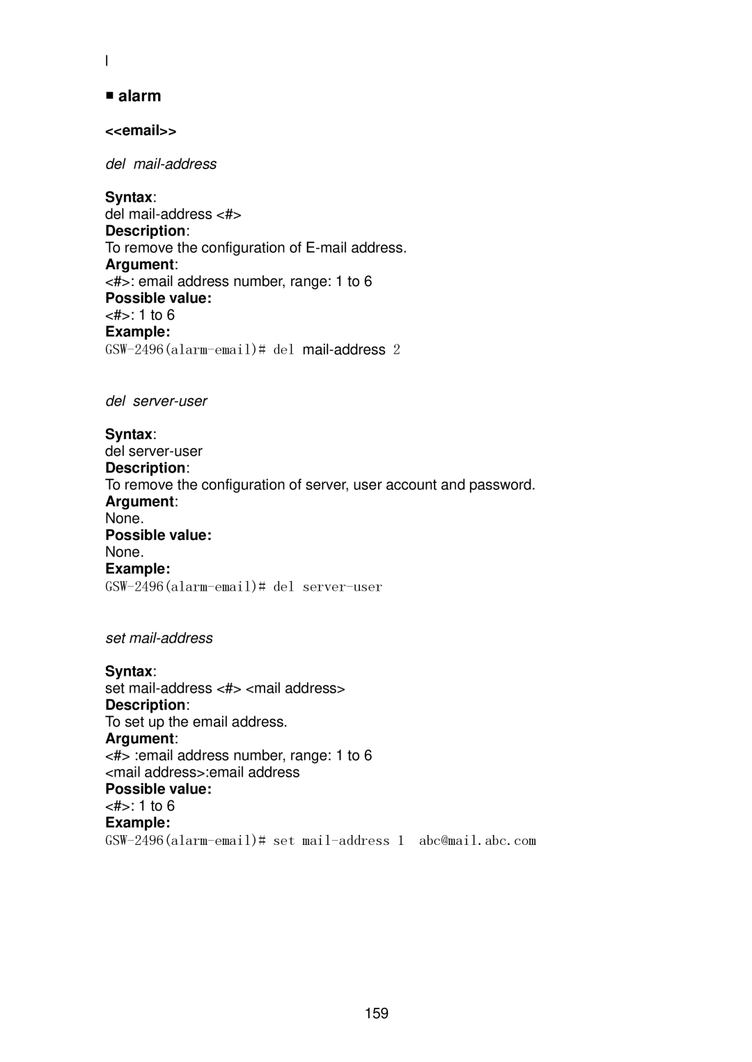 LevelOne GSW-2496 user manual Alarm 