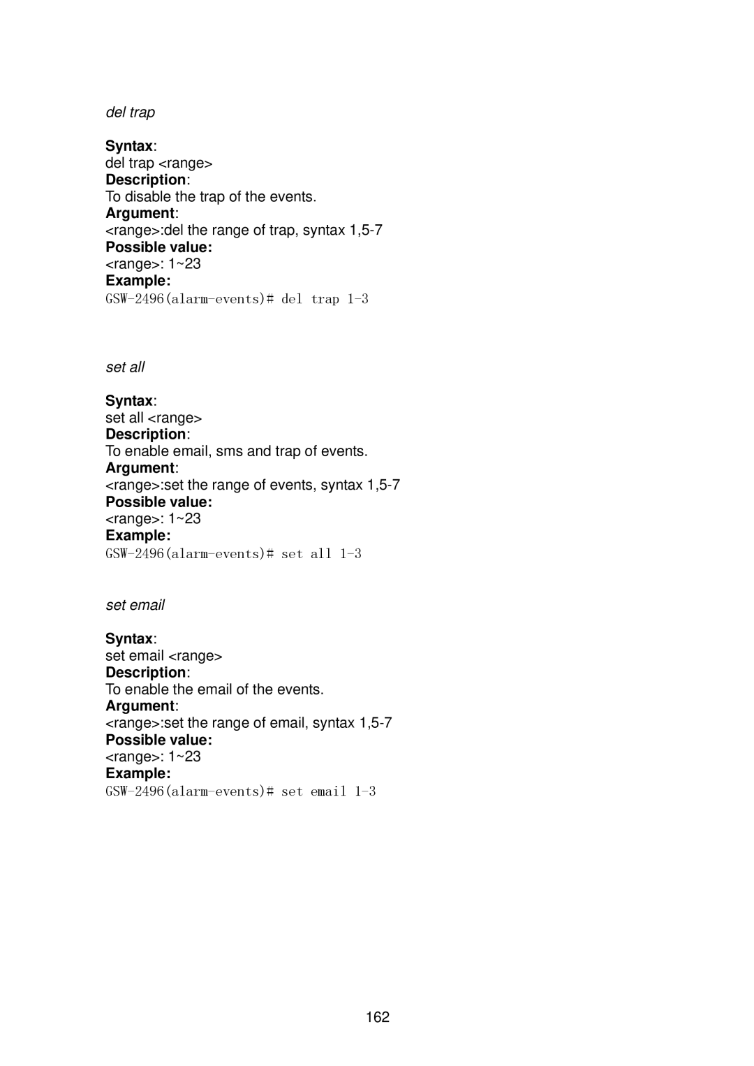 LevelOne user manual GSW-2496alarm-events# del trap 