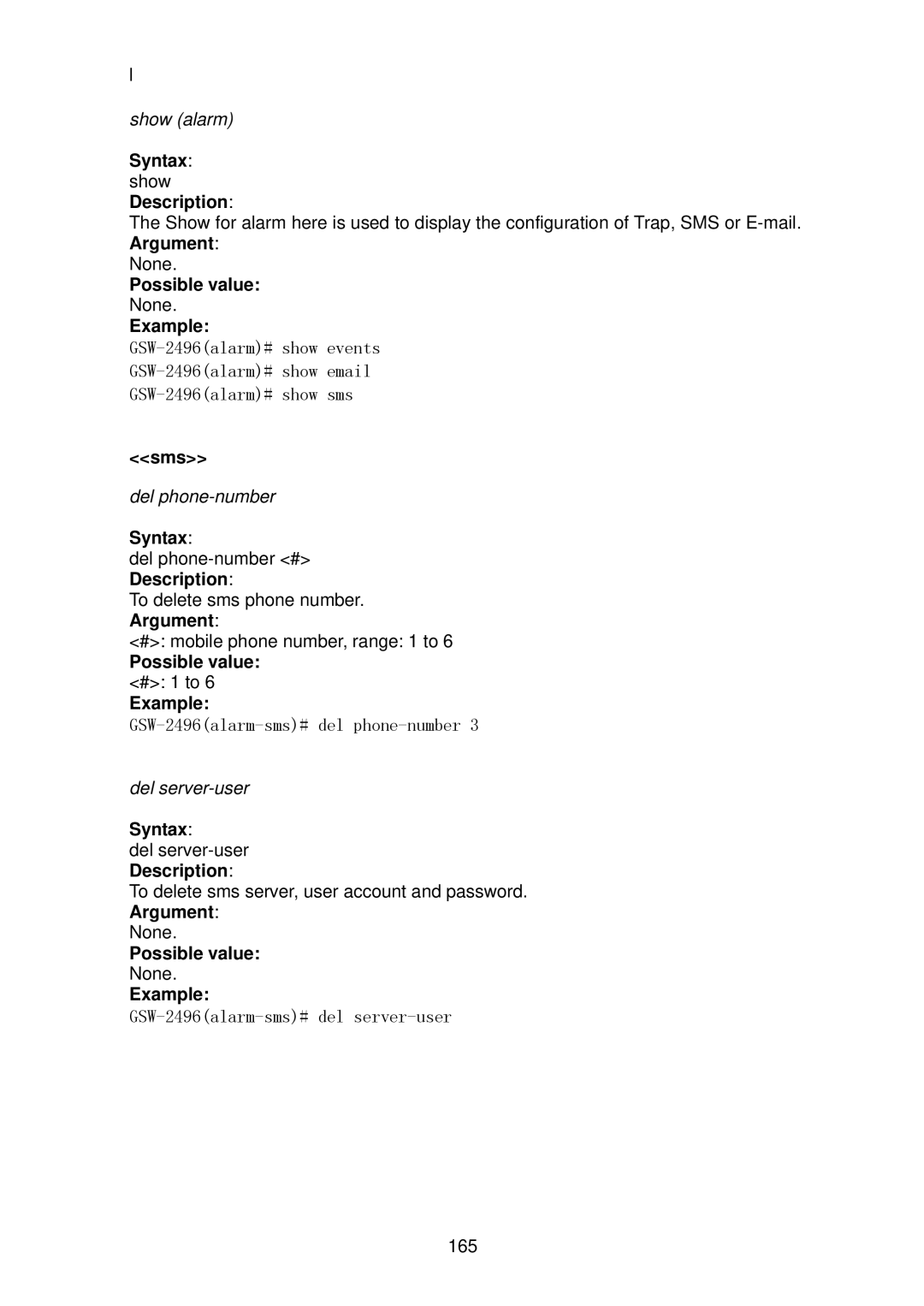 LevelOne GSW-2496 user manual Sms 