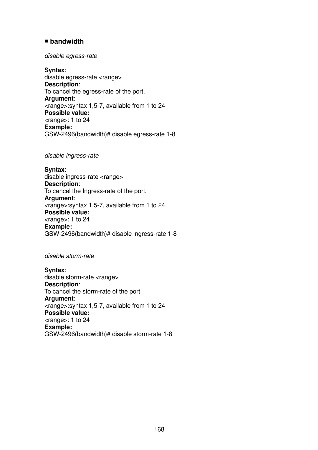 LevelOne GSW-2496 user manual Bandwidth 