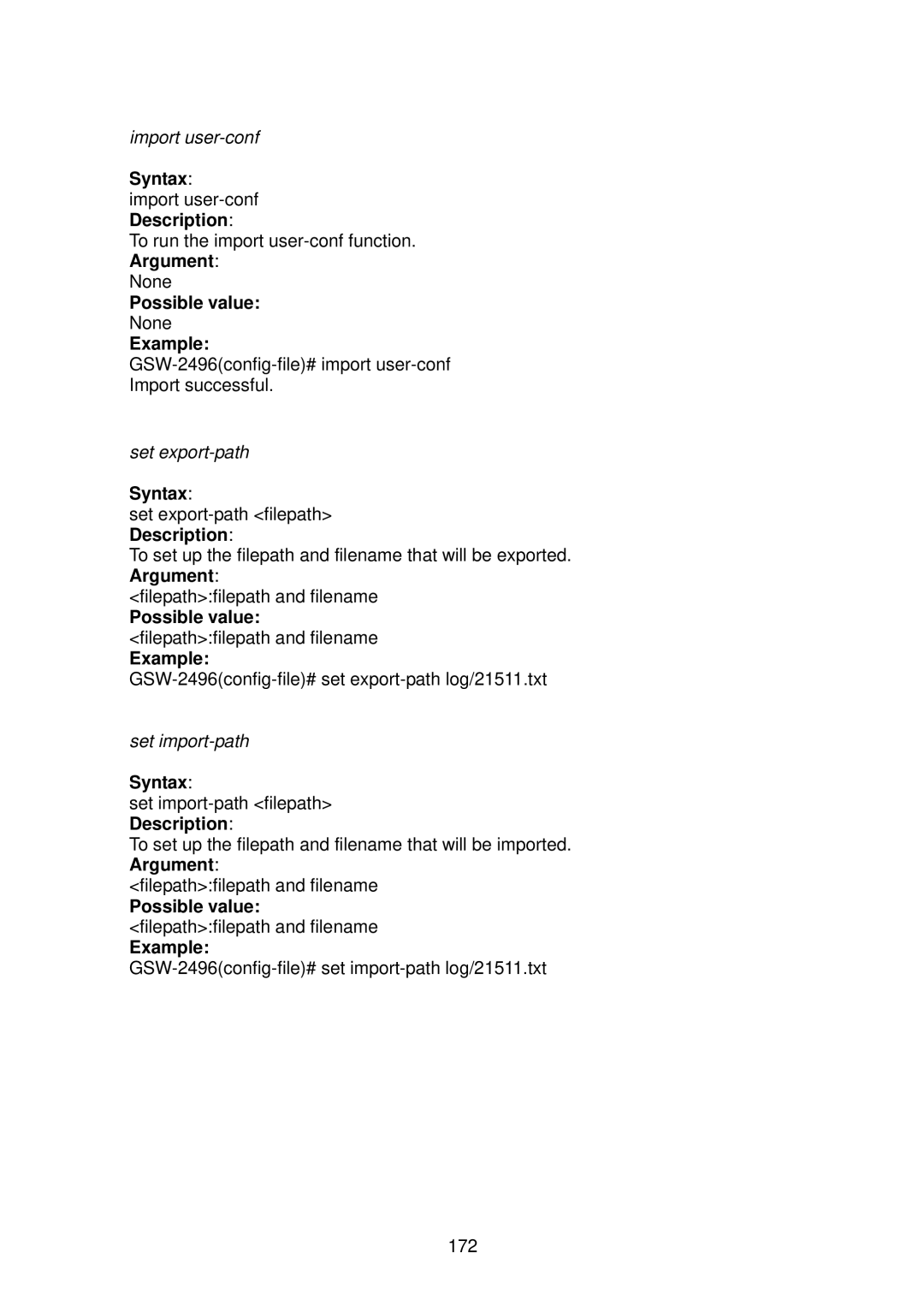 LevelOne GSW-2496 user manual Possible value filepathfilepath and filename Example 