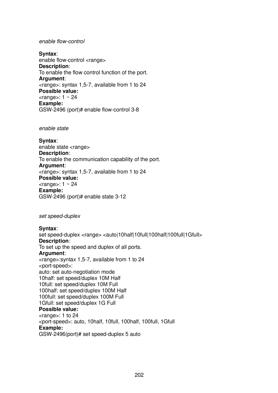 LevelOne GSW-2496 user manual Enable flow-control 