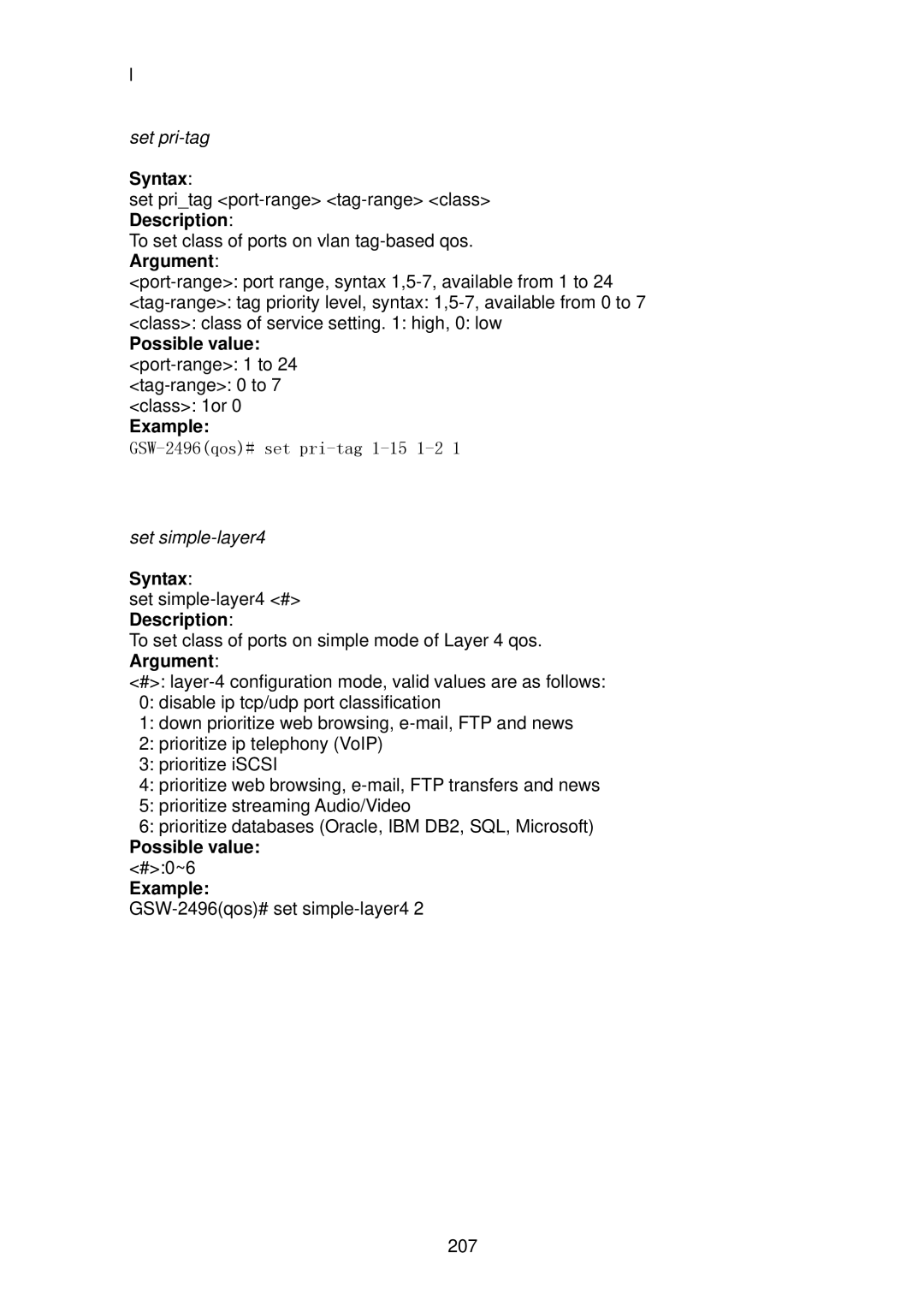 LevelOne GSW-2496 user manual Possible value #0~6 Example 