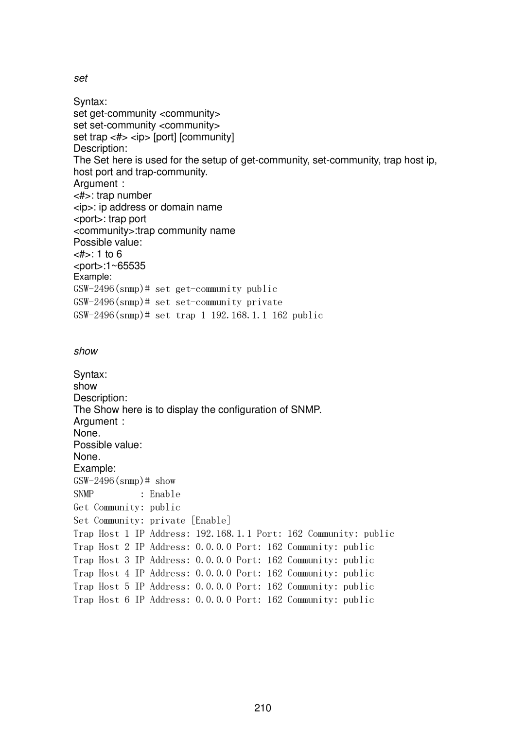 LevelOne GSW-2496 user manual Possible value # 1 to 6 port1~65535 