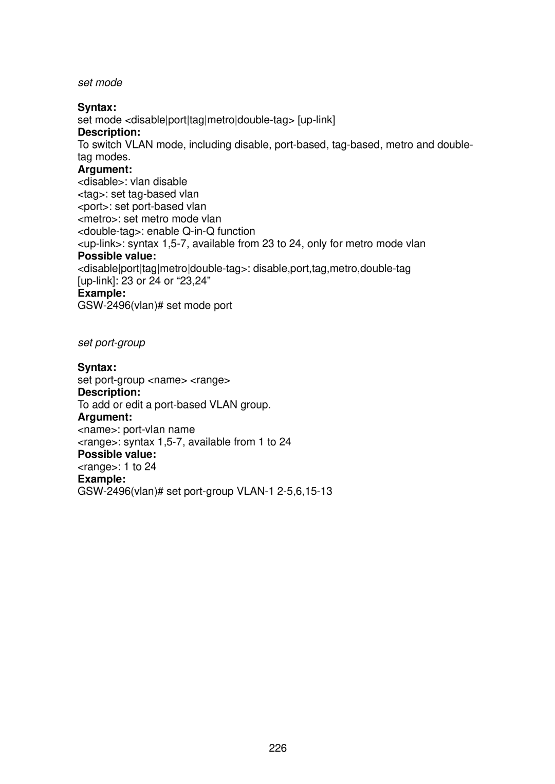 LevelOne GSW-2496 user manual Set port-group 