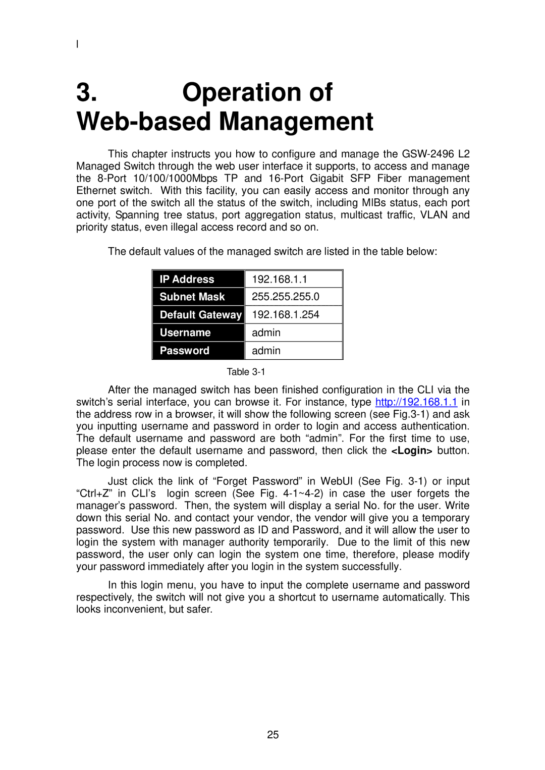 LevelOne GSW-2496 user manual Operation of Web-based Management 