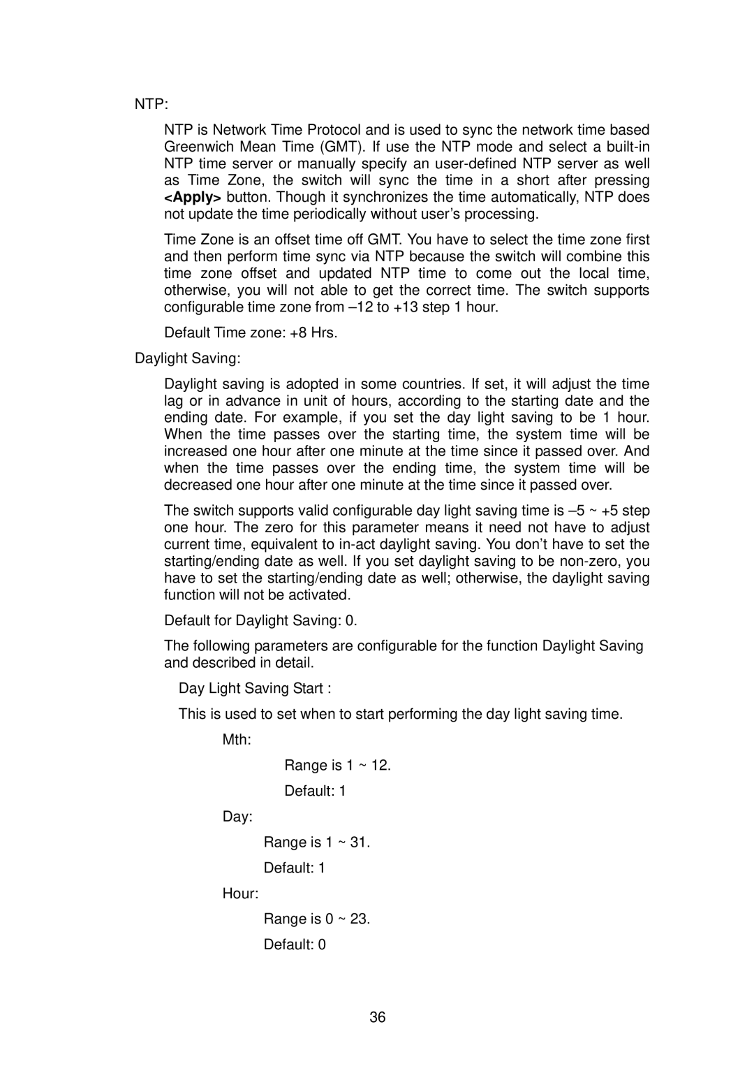 LevelOne GSW-2496 user manual Ntp 