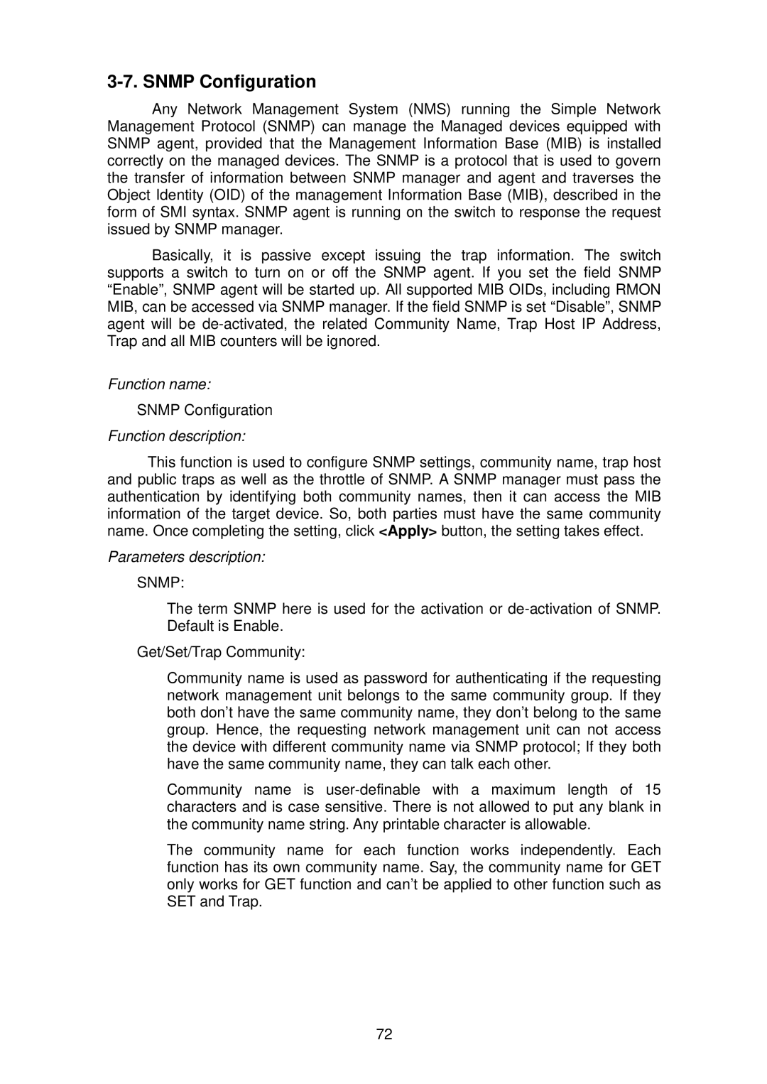 LevelOne GSW-2496 user manual Snmp Configuration 