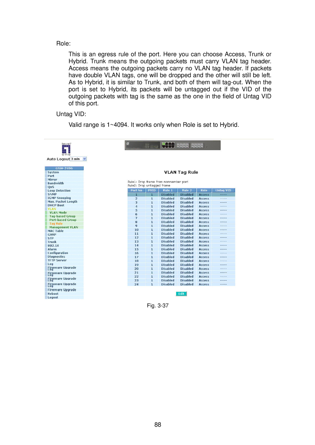 LevelOne GSW-2496 user manual 