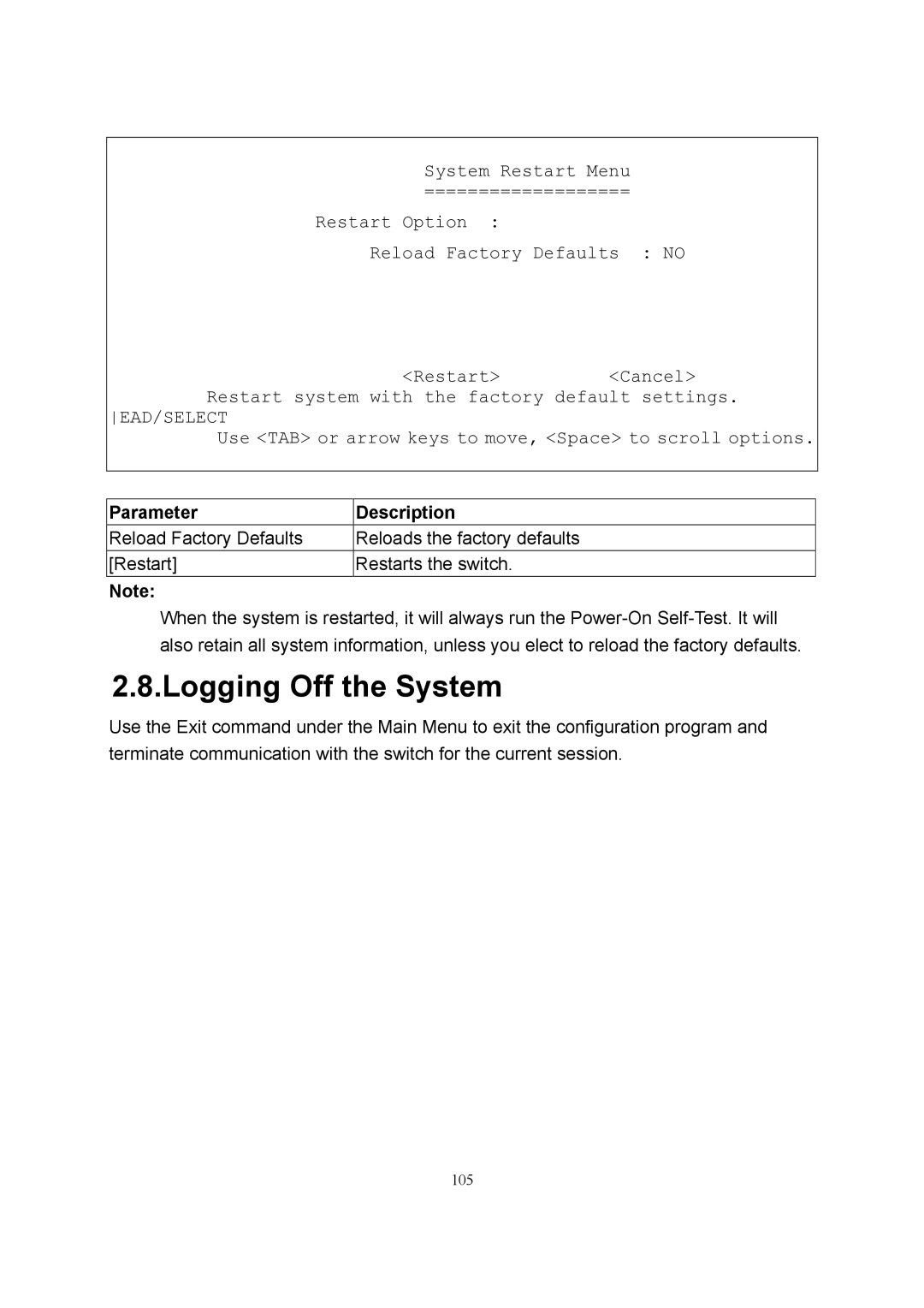 LevelOne GSW-2600TXM manual Logging Off the System 