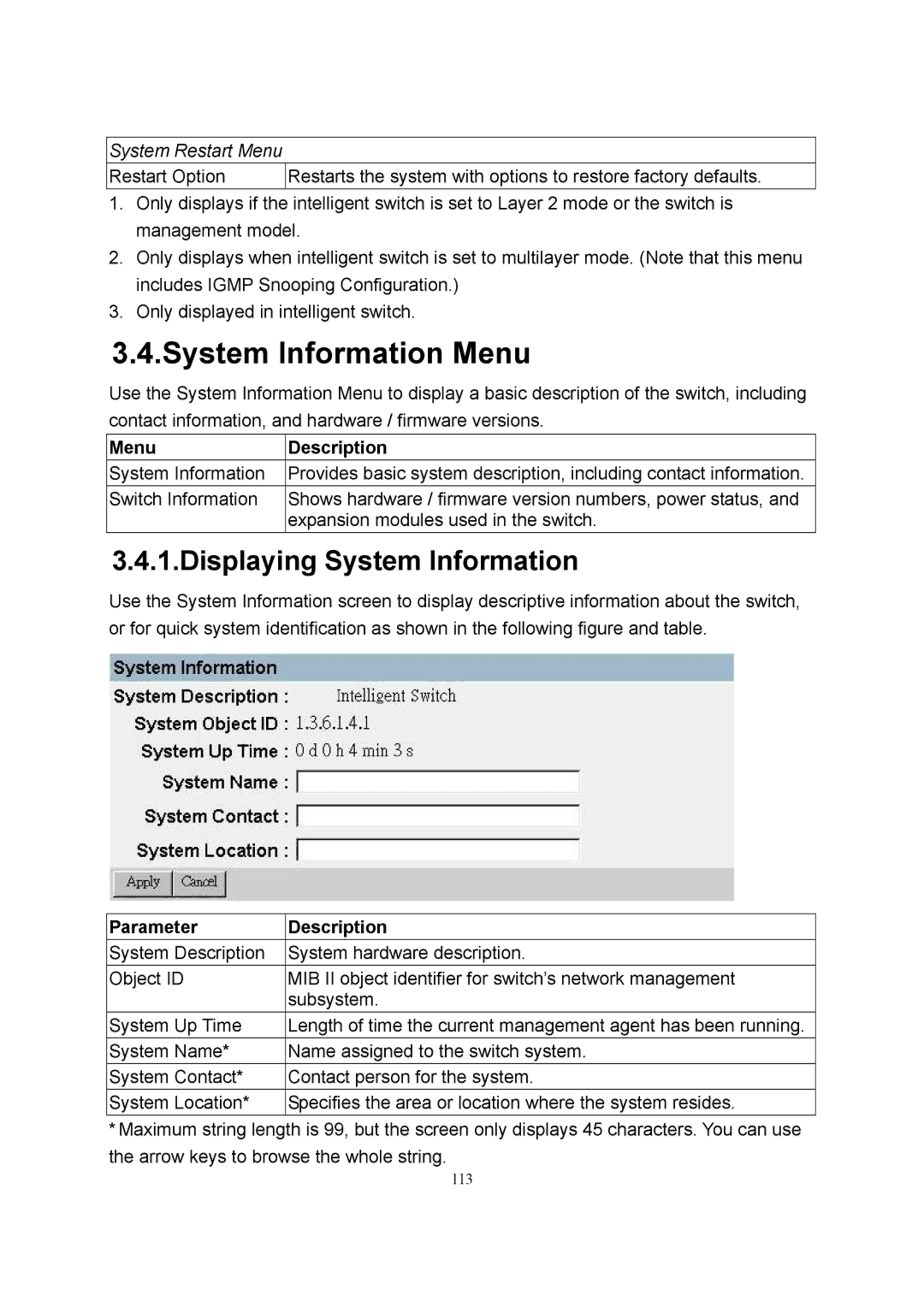 LevelOne GSW-2600TXM manual System Restart Menu 