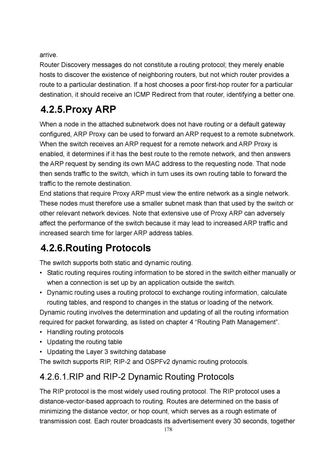 LevelOne GSW-2600TXM manual Proxy ARP, RIP and RIP-2 Dynamic Routing Protocols 