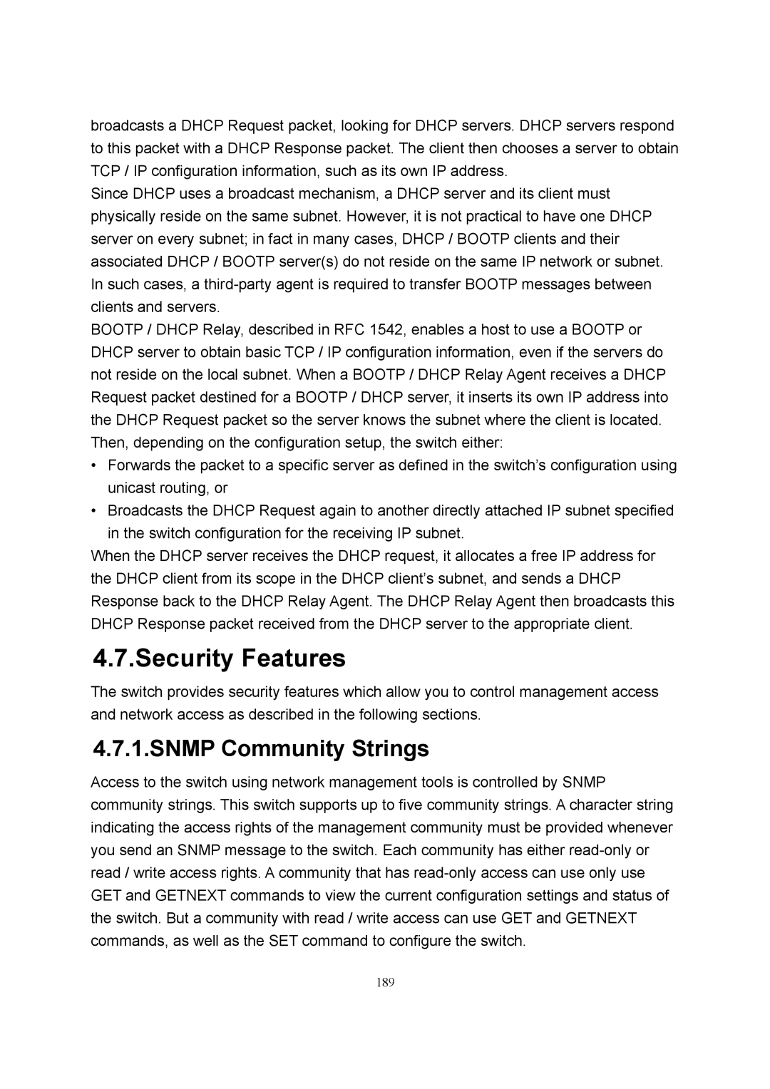 LevelOne GSW-2600TXM manual Security Features, Snmp Community Strings 