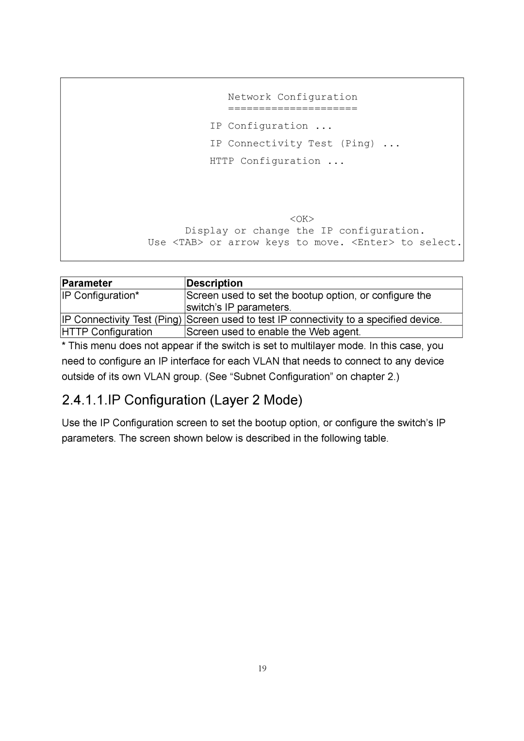 LevelOne GSW-2600TXM manual IP Configuration Layer 2 Mode 