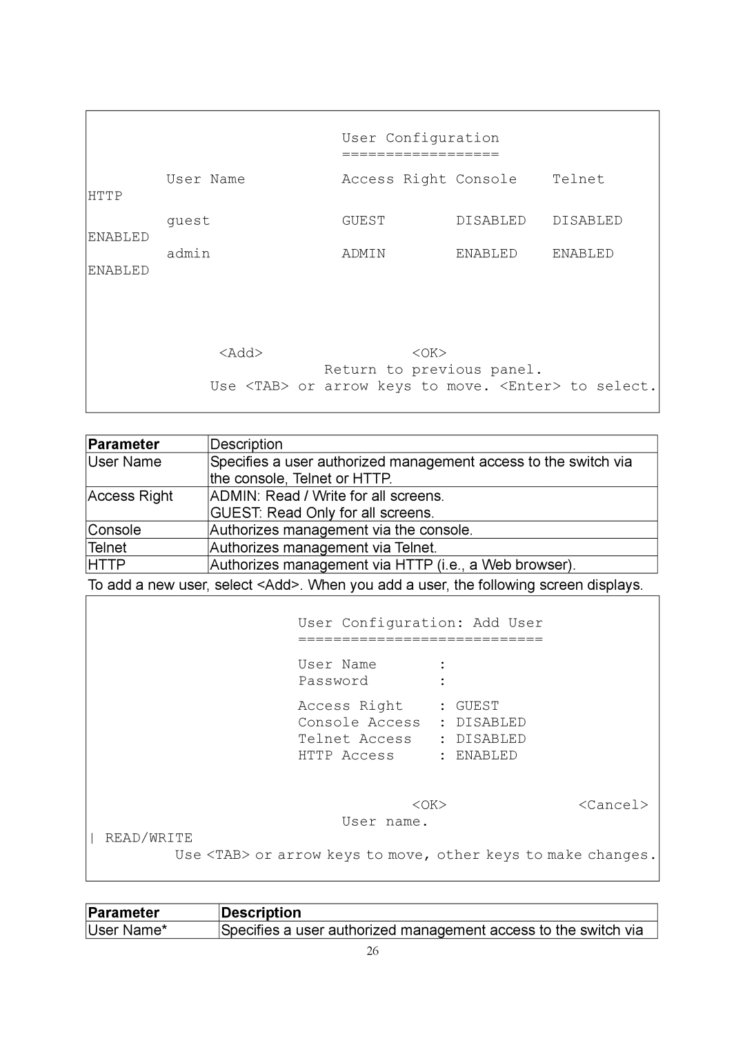 LevelOne GSW-2600TXM manual Parameter 