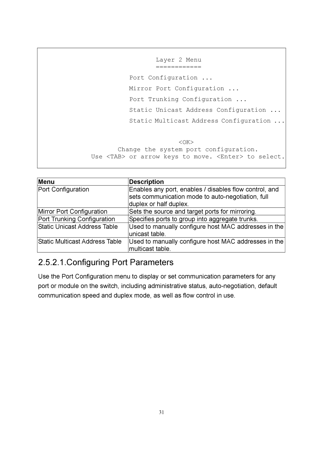 LevelOne GSW-2600TXM manual Configuring Port Parameters 