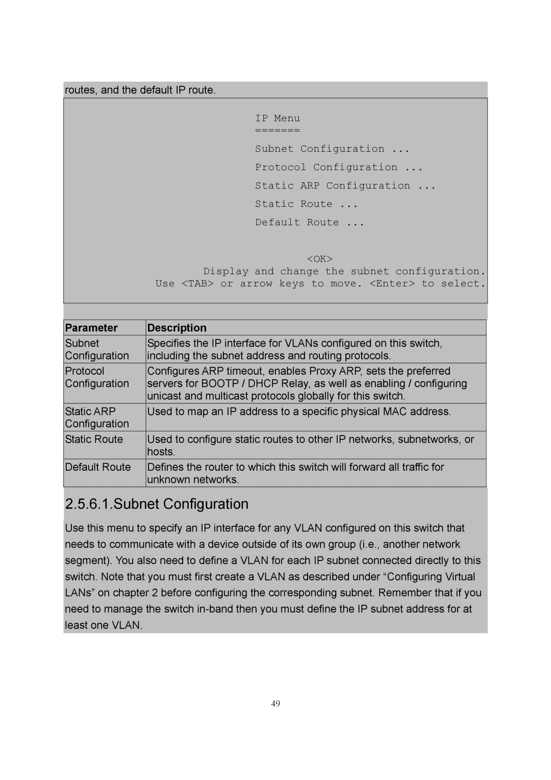 LevelOne GSW-2600TXM manual Subnet Configuration 