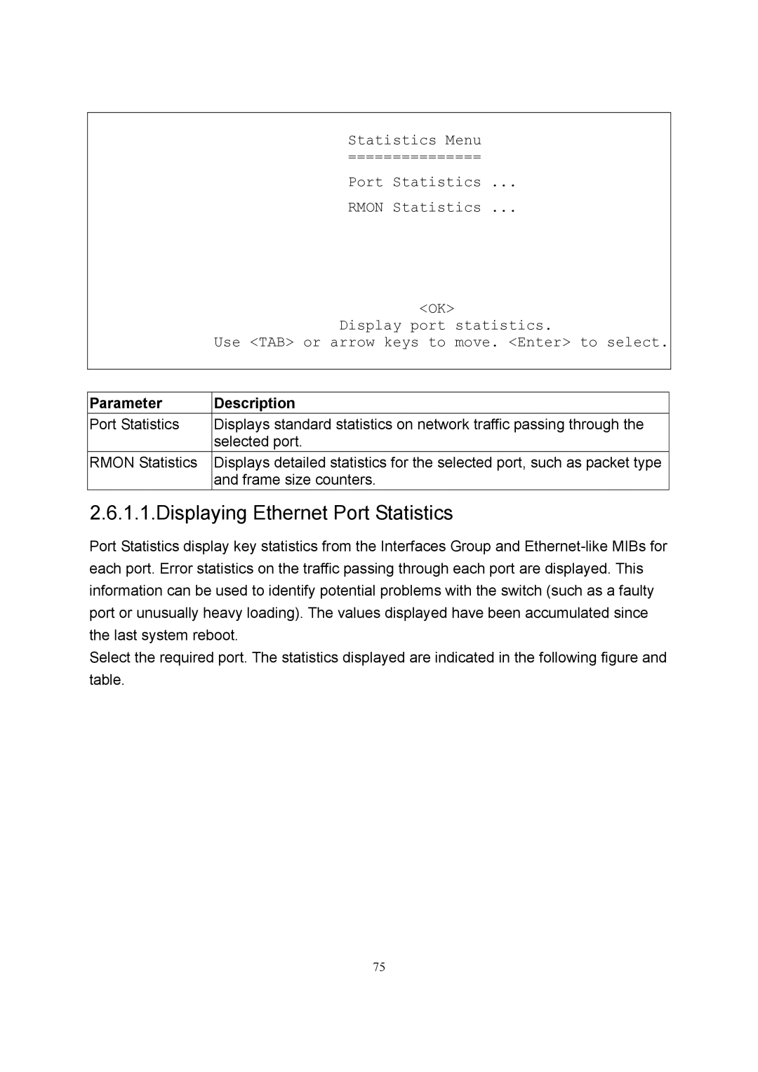 LevelOne GSW-2600TXM manual Displaying Ethernet Port Statistics 