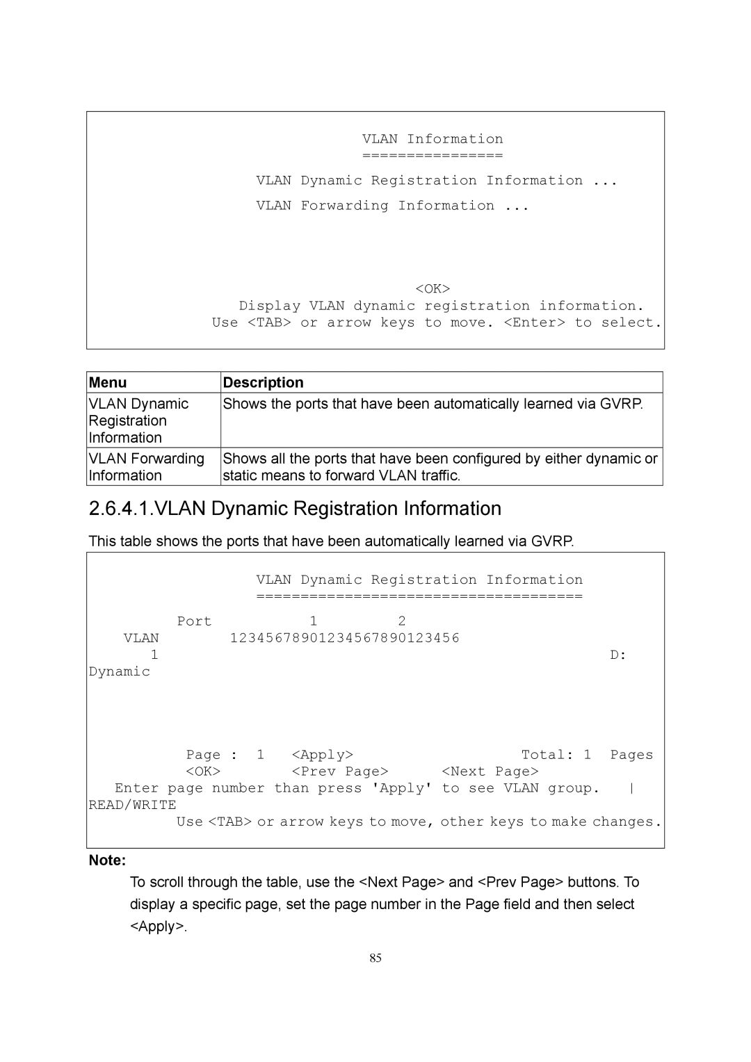 LevelOne GSW-2600TXM manual Vlan Dynamic Registration Information 