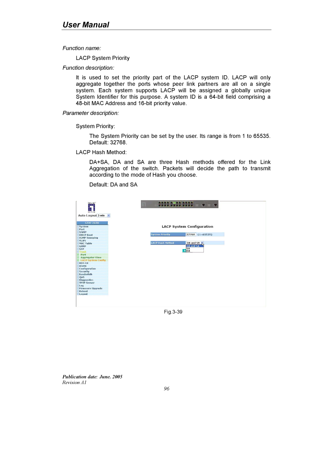 LevelOne GSW-2690 user manual Lacp System Priority 