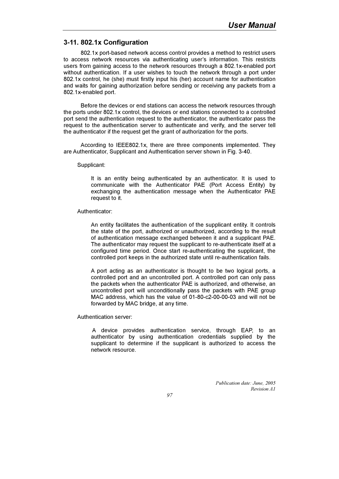 LevelOne GSW-2690 user manual 11 .1x Configuration 