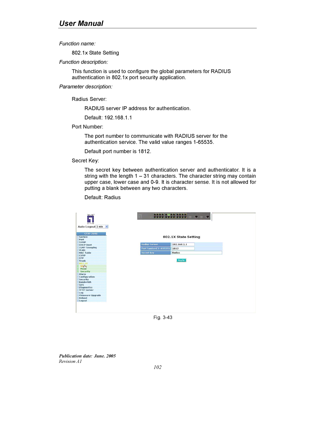 LevelOne GSW-2690 user manual 802.1x State Setting 