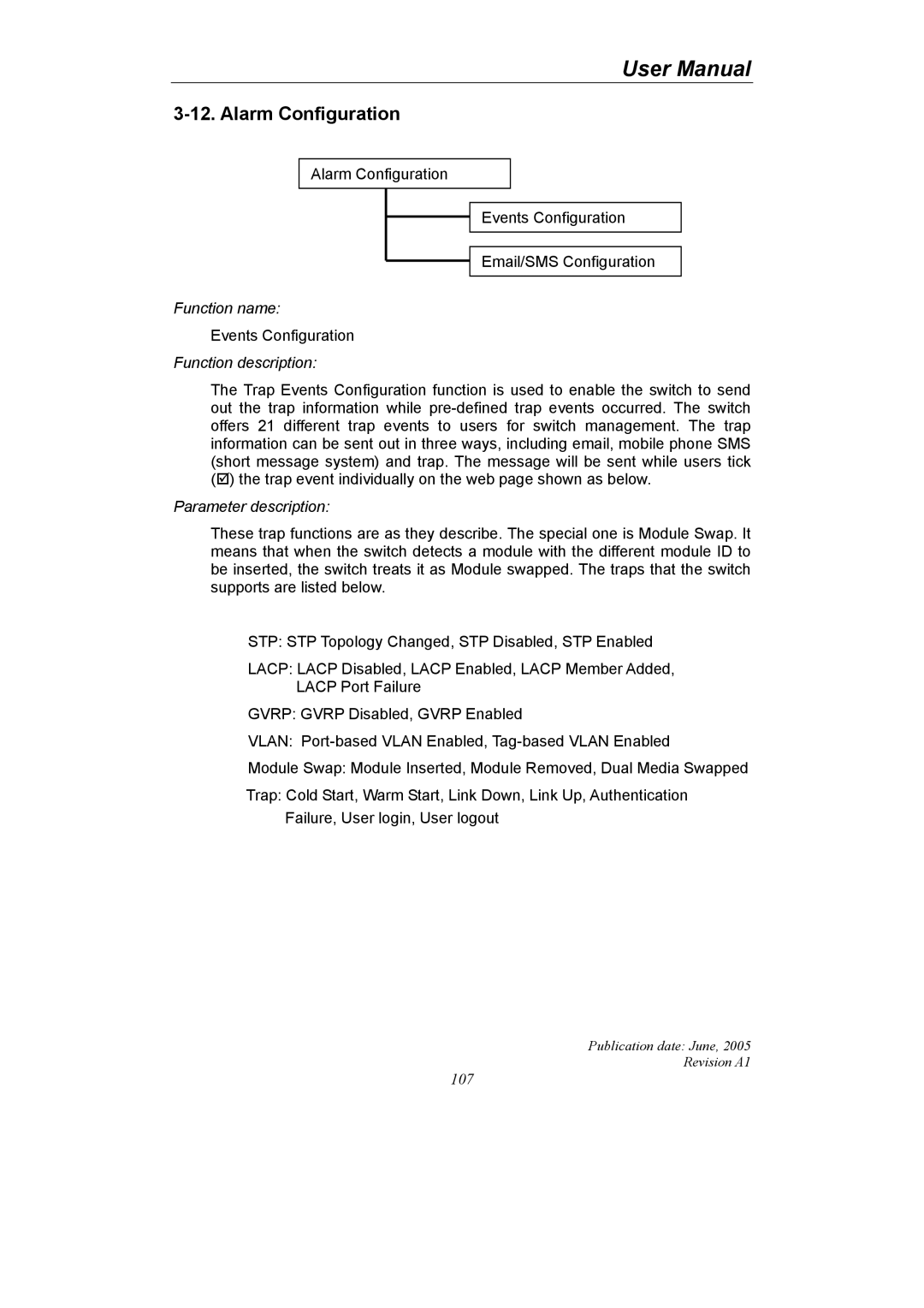 LevelOne GSW-2690 user manual Alarm Configuration 