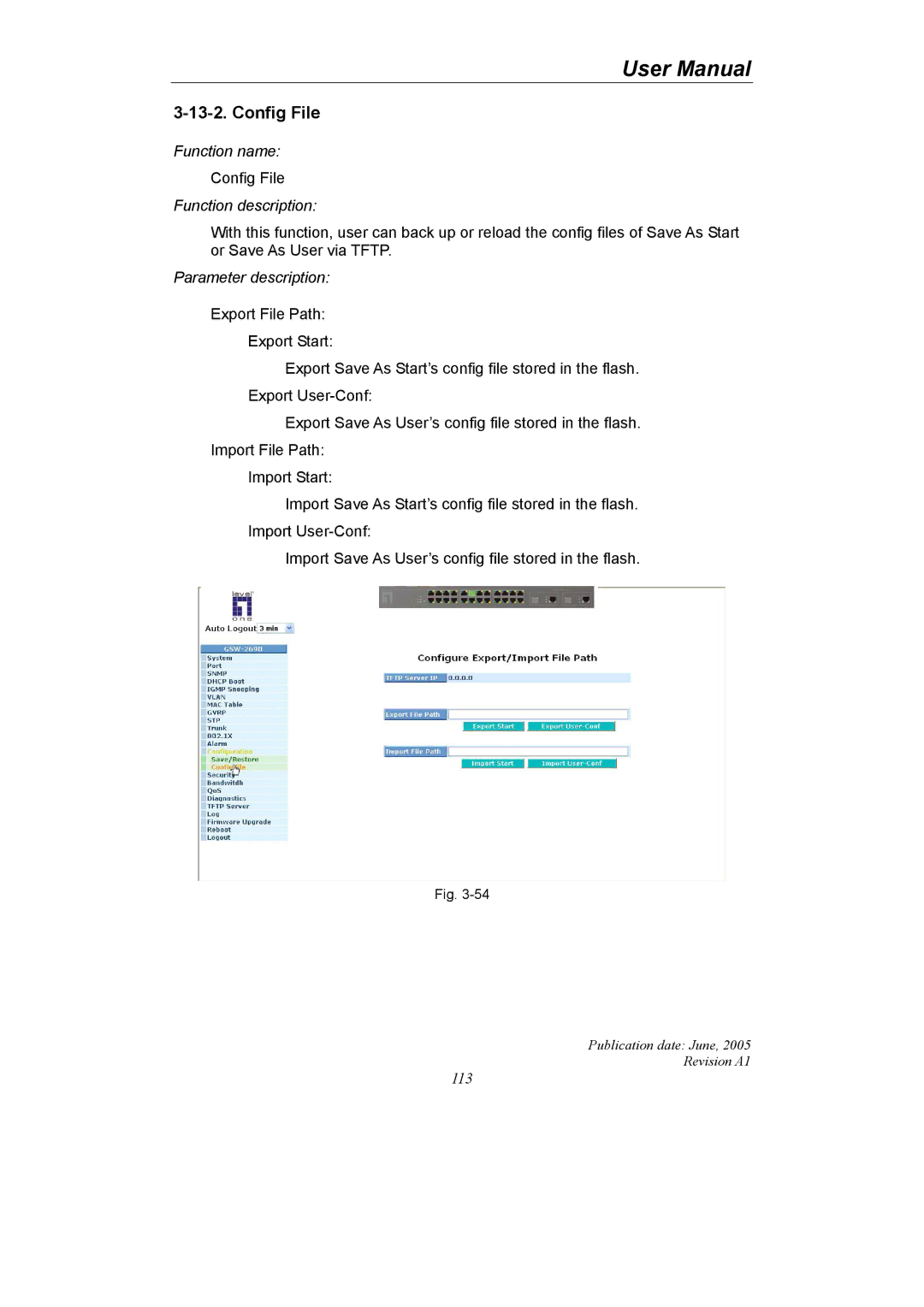 LevelOne GSW-2690 user manual Config File 