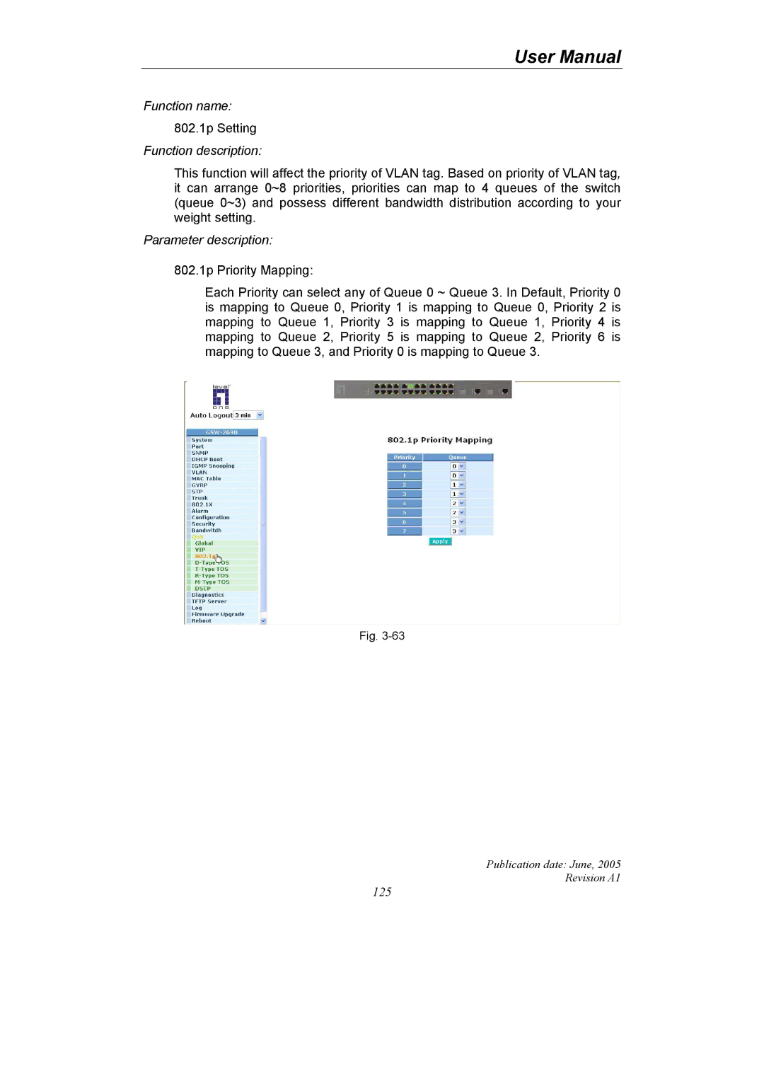 LevelOne GSW-2690 user manual 802.1p Setting 