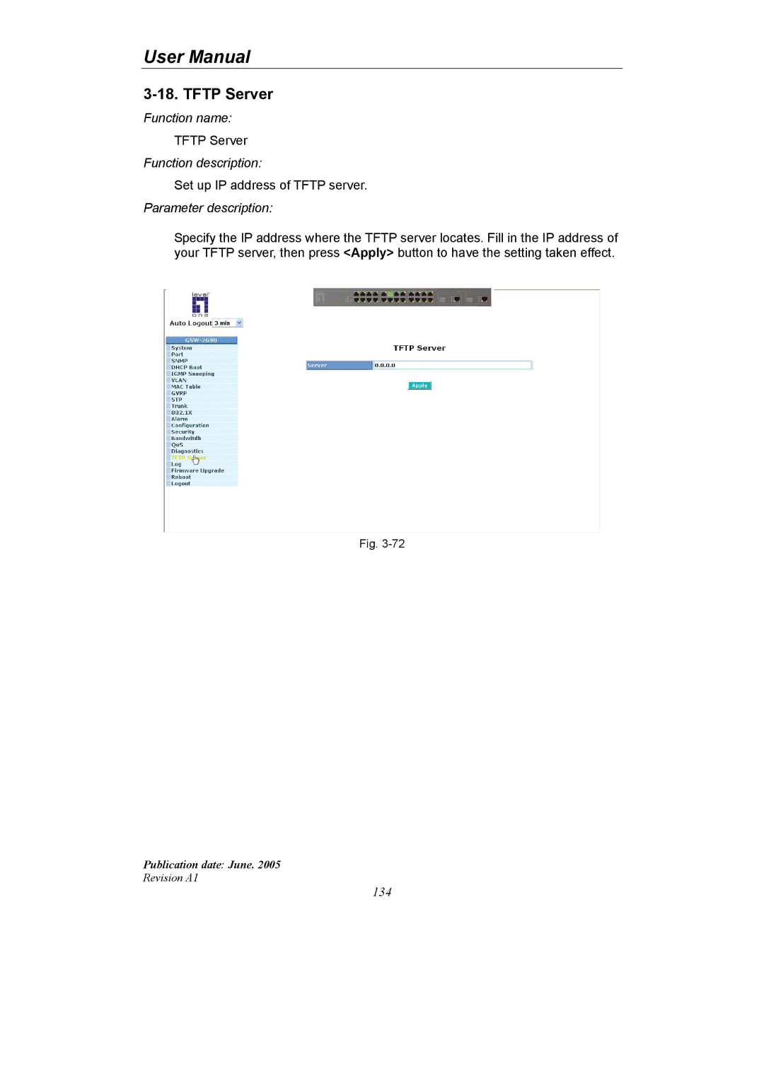 LevelOne GSW-2690 user manual Tftp Server 