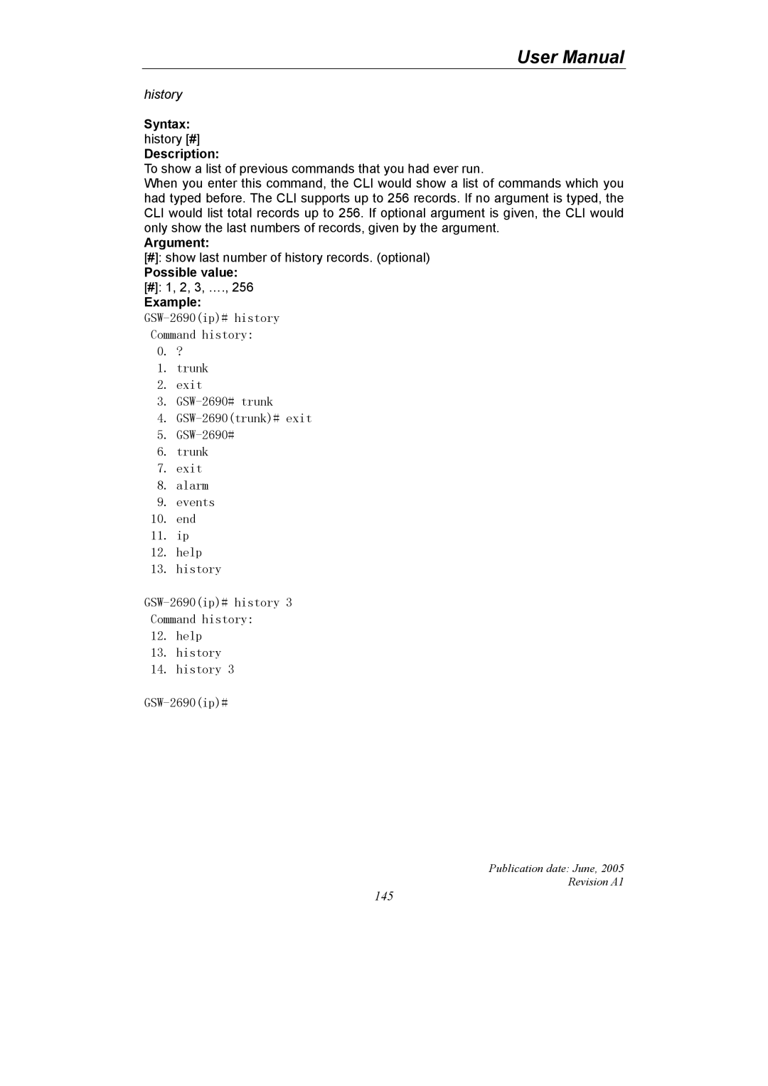 LevelOne GSW-2690 user manual History 