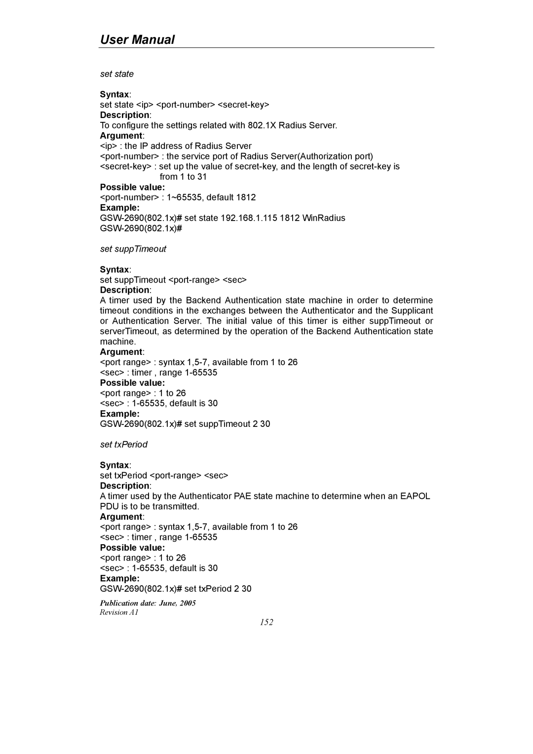 LevelOne GSW-2690 user manual Set state 